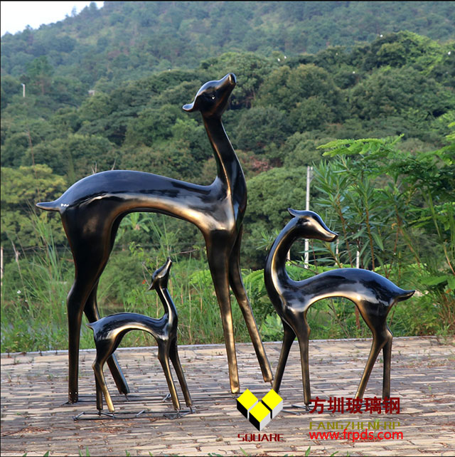 仿铜鹿玻璃钢动物(wù)雕塑
