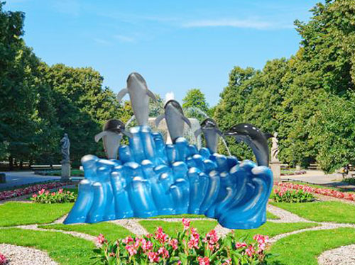 玻璃钢园林海豚雕塑