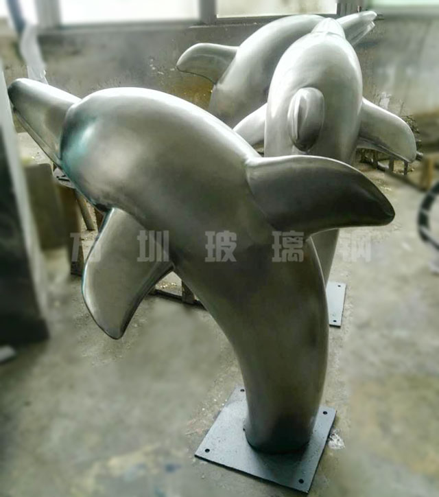 不锈钢造型海豚雕塑